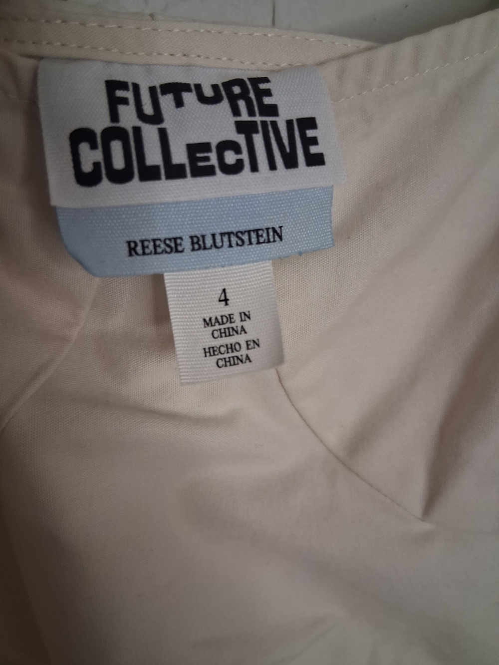 Future Collective Reese Blutstein Cream Belted Midi Dress Size 4 Cottagecore - Picture 3 of 9